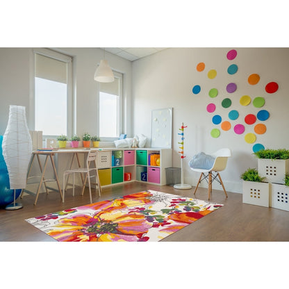 Tapis antidérapant moderne à fleurs lumineuses World Rug Gallery, multicolore