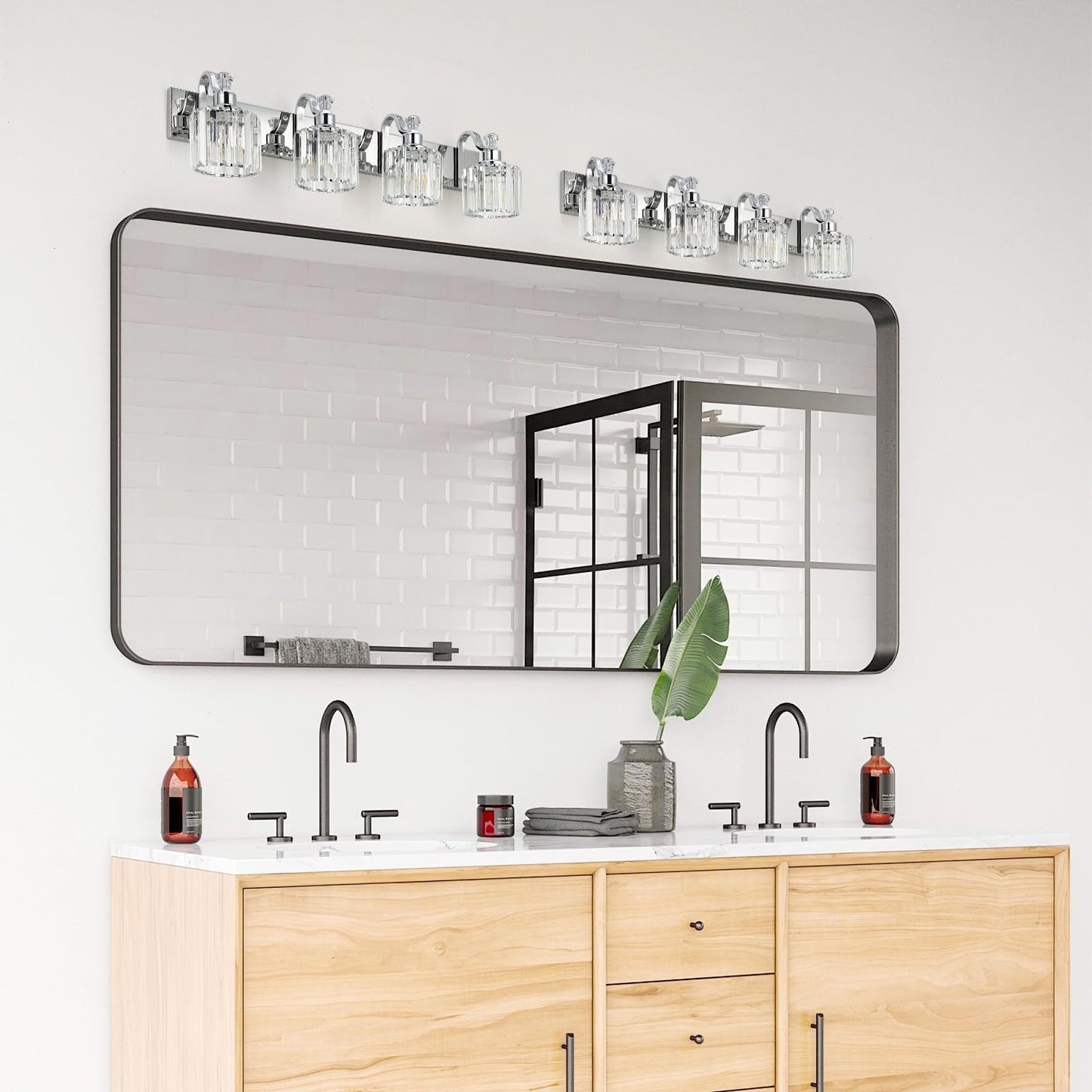 Appliques murales à intensité variable pour salle de bain en cristal moderne