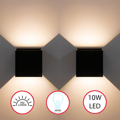 Applique murale moderne LED étanche en aluminium avec faisceau réglable 10 W 4 000 K Blanc froid pour intérieur et extérieur