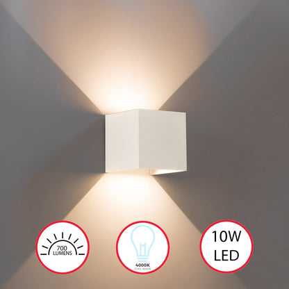 Applique murale moderne LED étanche en aluminium avec faisceau réglable 10 W 4 000 K Blanc froid pour intérieur et extérieur