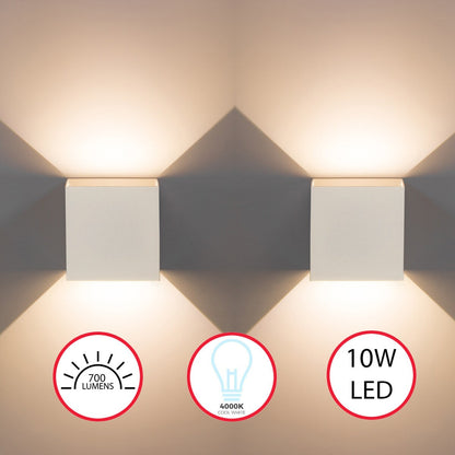 Applique murale moderne LED étanche en aluminium avec faisceau réglable 10 W 4 000 K Blanc froid pour intérieur et extérieur