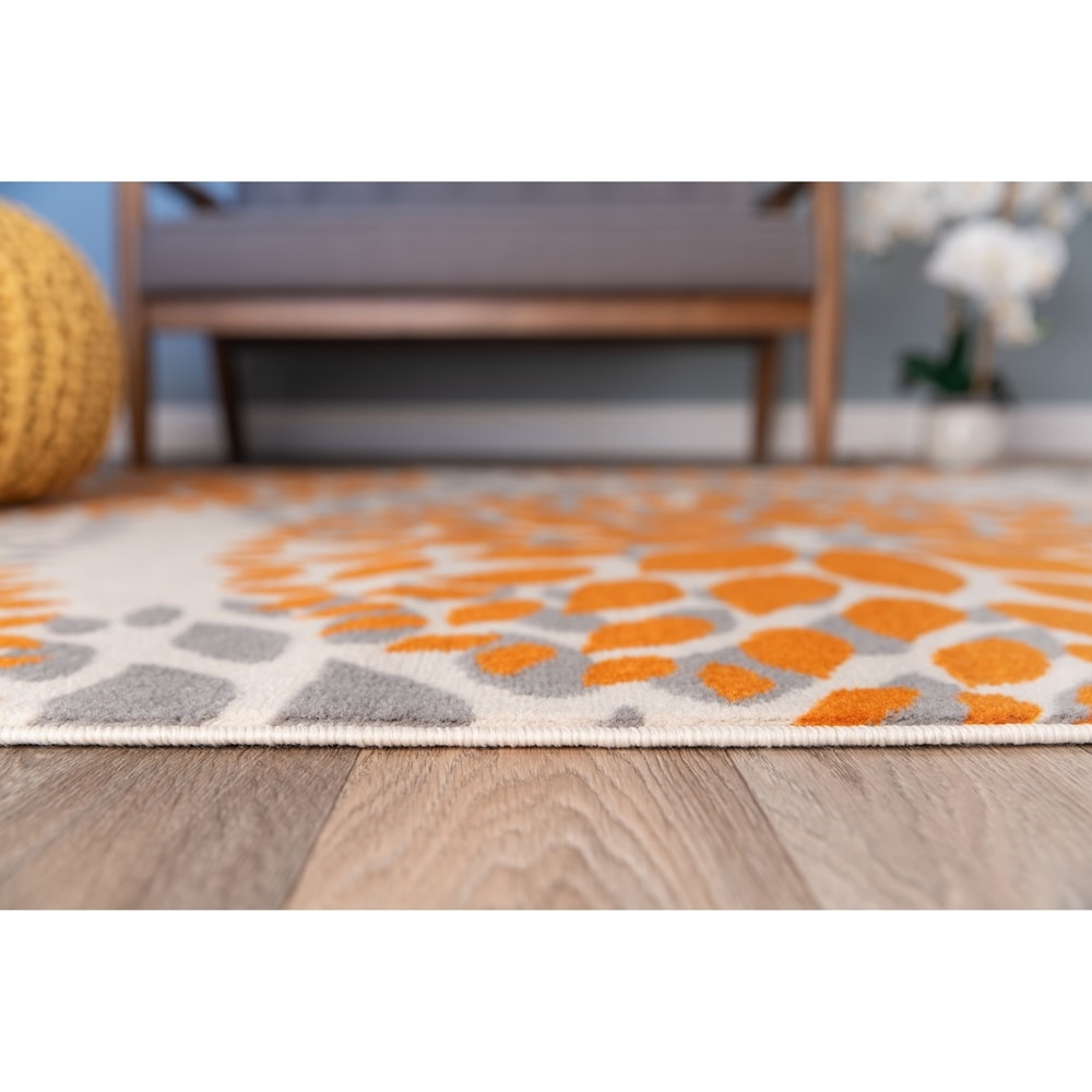 Tapis moderne à motifs floraux circulaires de la World Rug Gallery