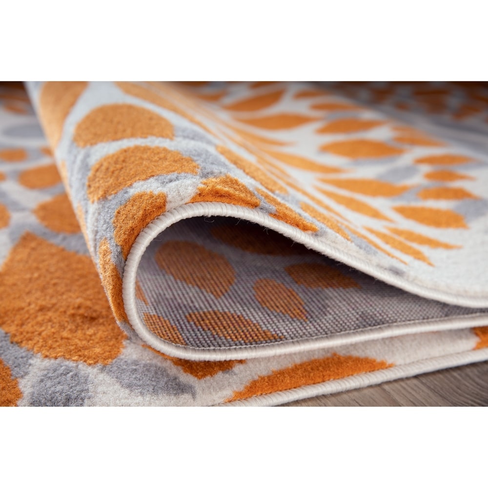 Tapis moderne à motifs floraux circulaires de la World Rug Gallery