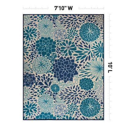 Tapis d'intérieur/extérieur tissé à plat à motifs floraux modernes
