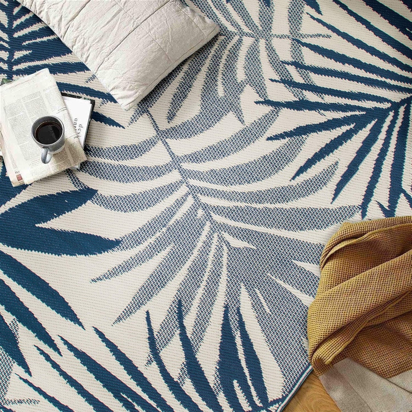 Tapis d'extérieur réversibles en plastique à motifs floraux modernes