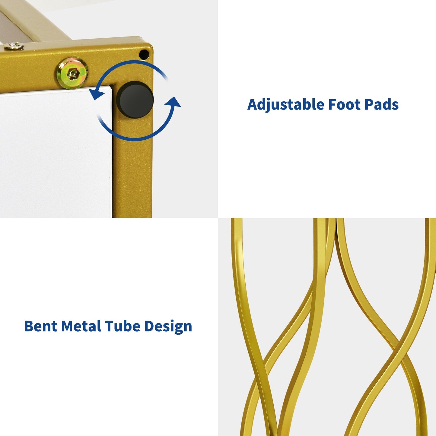 Console moderne dorée avec plateau en marbre pour entrée et couloir