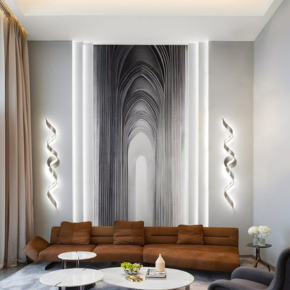 Applique murale à LED pour salle de bain au design moderne en spirale, à intensité variable