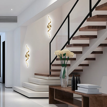 Applique murale à LED pour salle de bain au design moderne en spirale, à intensité variable