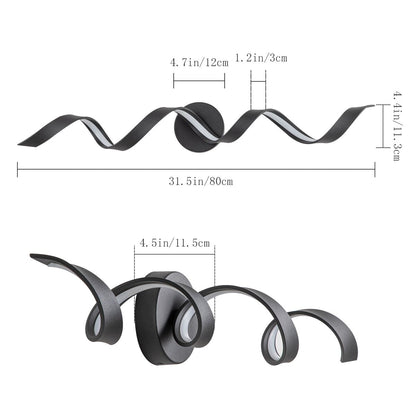 Applique murale à LED pour salle de bain au design moderne en spirale, à intensité variable