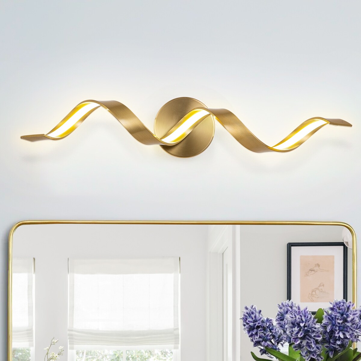 Applique murale à LED pour salle de bain au design moderne en spirale, à intensité variable