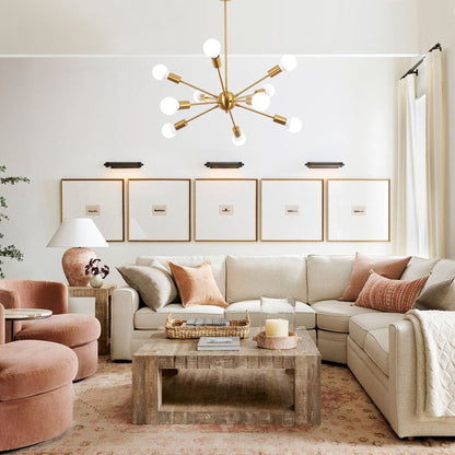 Lustre moderne Spoutnik à 10 lumières, plafonnier réglable pour cuisine, salle à manger, salon, chambre à coucher - N/A