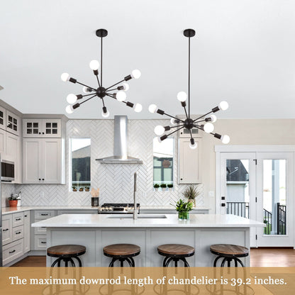 Lustre moderne Spoutnik à 10 lumières, plafonnier réglable pour cuisine, salle à manger, salon, chambre à coucher - N/A