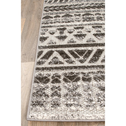 Tapis d'intérieur/extérieur géométrique délavé à rayures modernes de la World Rug Gallery