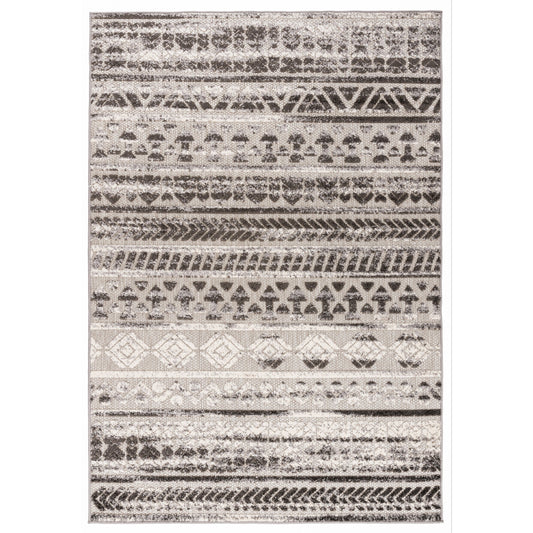 Tapis d'intérieur/extérieur géométrique délavé à rayures modernes de la World Rug Gallery