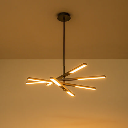 Lustre moderne à plusieurs niveaux Spoutnik linéaire, lumière chaude 3 000 K, LED intégrée