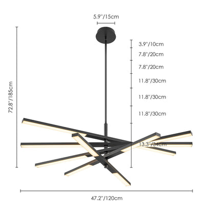 Lustre moderne à plusieurs niveaux Spoutnik linéaire, lumière chaude 3 000 K, LED intégrée