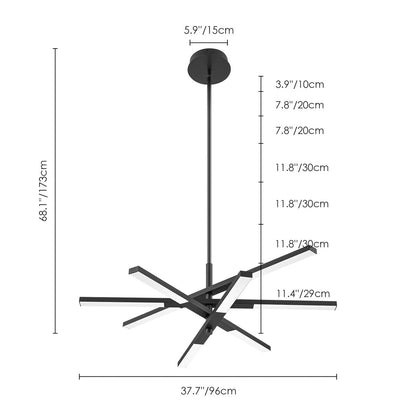 Lustre moderne à plusieurs niveaux Spoutnik linéaire, lumière chaude 3 000 K, LED intégrée