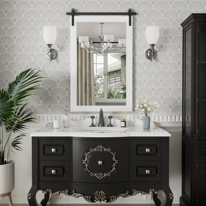 Miroirs muraux modernes, miroir rectangulaire avec cadre en bois, miroir de salle de bain, miroir de grange, miroir de porte de grange avec plusieurs tailles