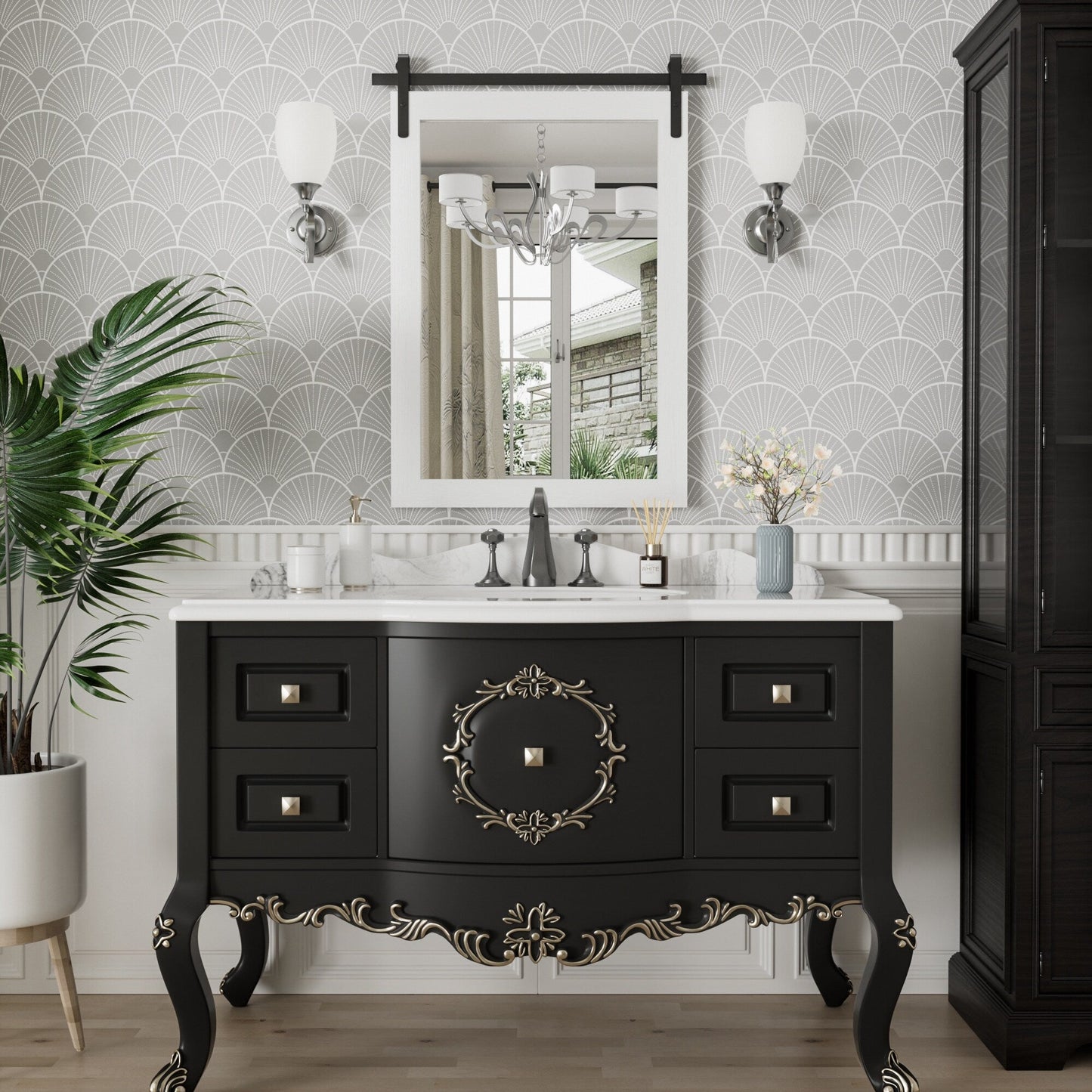 Miroirs muraux modernes, miroir rectangulaire avec cadre en bois, miroir de salle de bain, miroir de grange, miroir de porte de grange avec plusieurs tailles