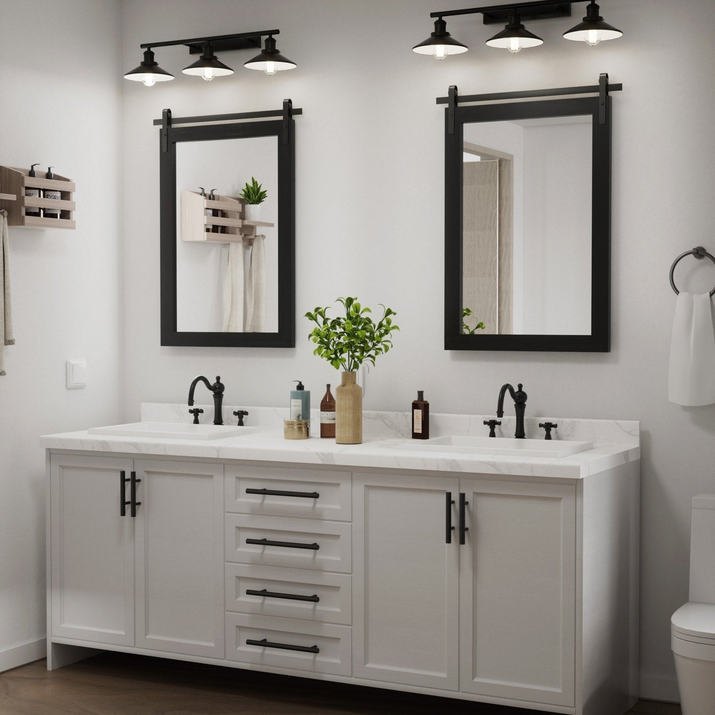 Miroirs muraux modernes, miroir rectangulaire avec cadre en bois, miroir de salle de bain, miroir de grange, miroir de porte de grange avec plusieurs tailles