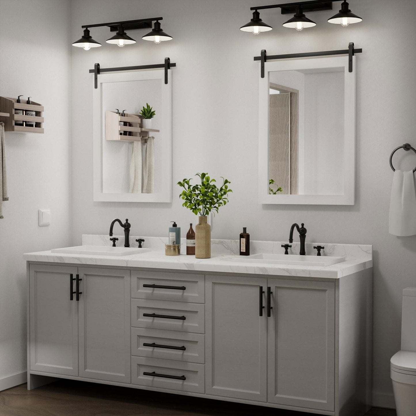 Miroirs muraux modernes, miroir rectangulaire avec cadre en bois, miroir de salle de bain, miroir de grange, miroir de porte de grange avec plusieurs tailles