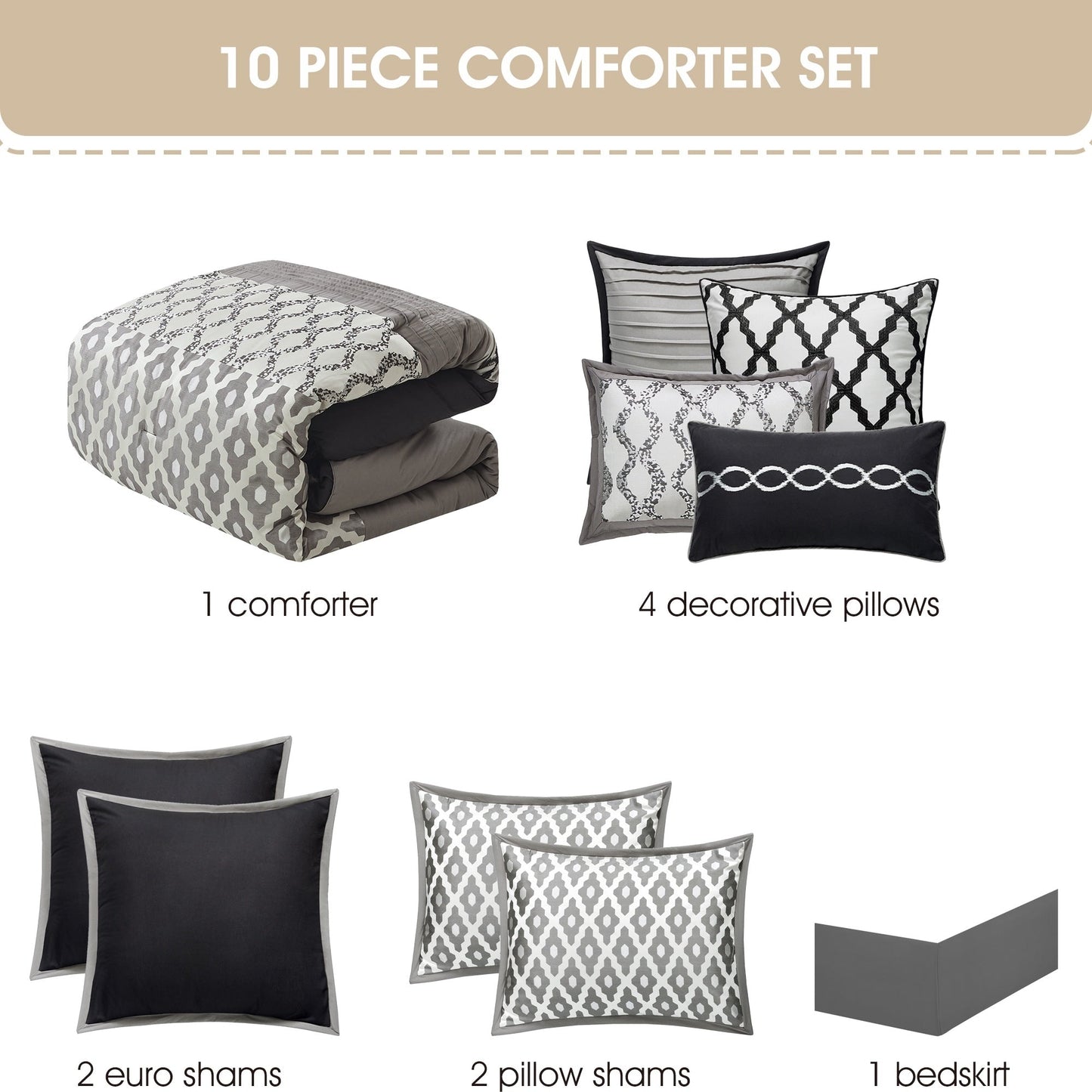 Ensemble de couette géométrique de luxe Nanshing Calvin 10 pièces