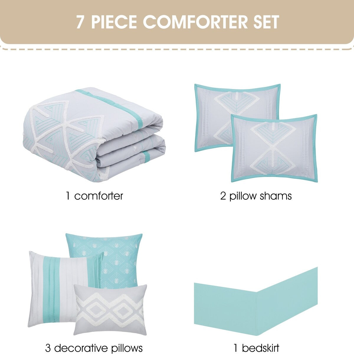 Ensemble de couette brodée Nanshing Corina 7 pièces en tissu éponge