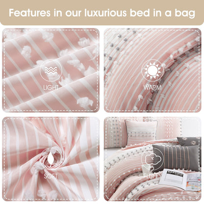 Ensemble de couette moderne à rayures Nanshing Jessy, 7 pièces