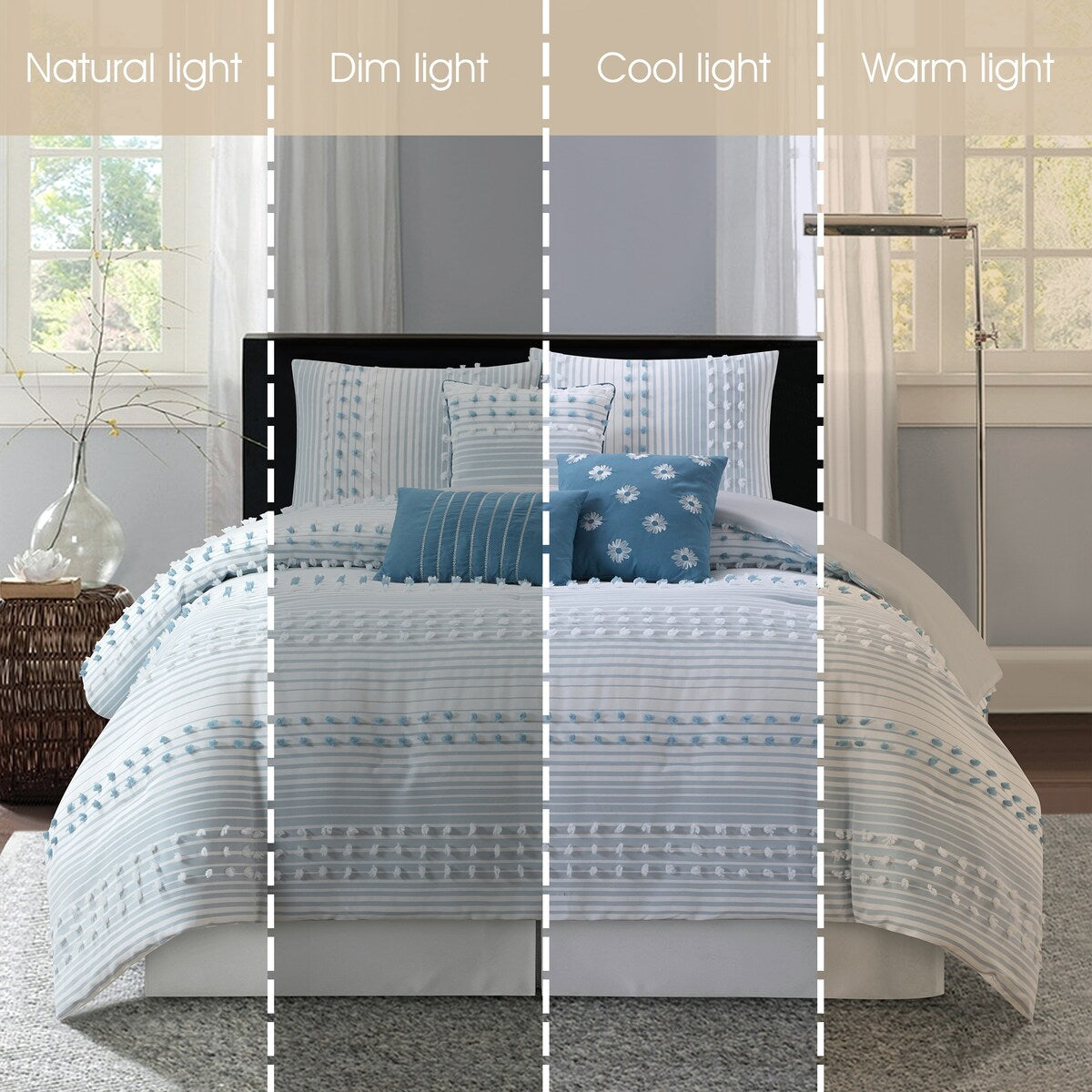 Ensemble de couette moderne à rayures Nanshing Jessy, 7 pièces