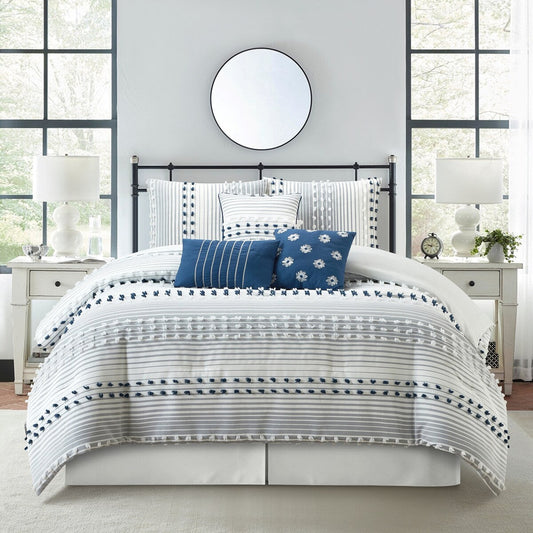 Ensemble de couette moderne à rayures Nanshing Jessy, 7 pièces