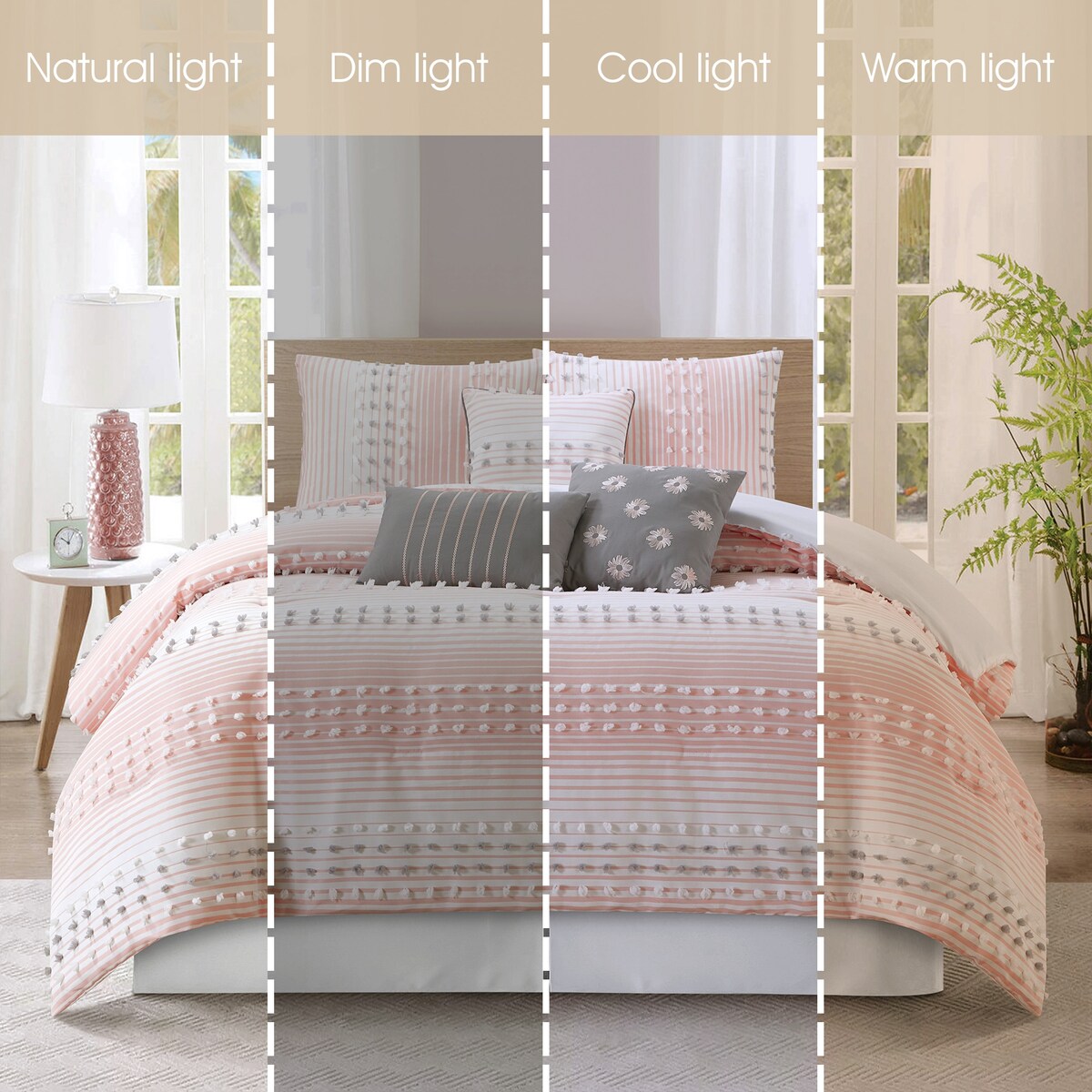 Ensemble de couette moderne à rayures Nanshing Jessy, 7 pièces