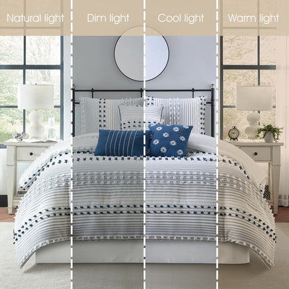 Ensemble de couette moderne à rayures Nanshing Jessy, 7 pièces