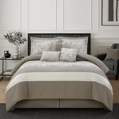 Ensemble de couette 7 pièces en jacquard damassé Nanshing Salem