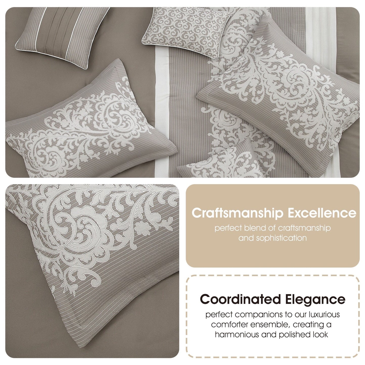 Ensemble de couette 7 pièces en jacquard damassé Nanshing Salem