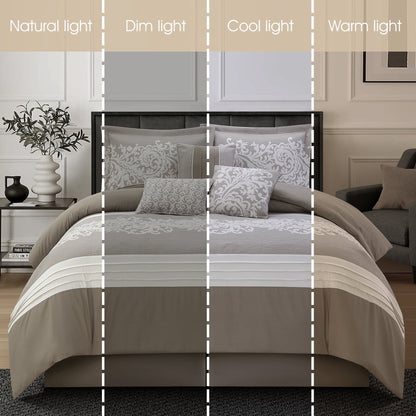 Ensemble de couette 7 pièces en jacquard damassé Nanshing Salem