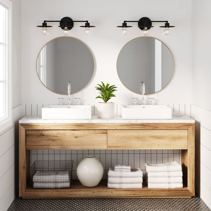 Luminaire de salle de bain à 3 lumières Nathan James Pattinson avec cadre en métal et abat-jour en plaque mince