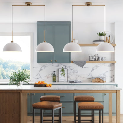 Luminaire suspendu moderne à 2 lumières pour îlot Nathan James Percy, avec abat-jour en métal et cordon réglable