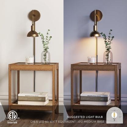 Applique murale Nathan James Tamlin à 1 lumière avec prise et interrupteur marche/arrêt