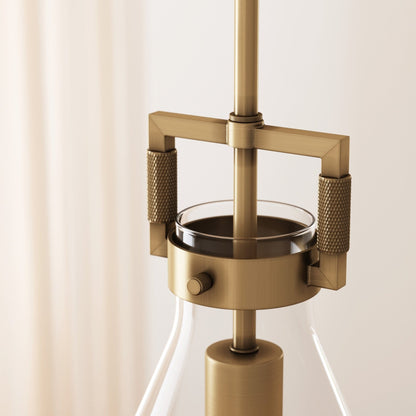 Suspension en verre Nathan James Vincent, luminaire suspendu avec tige réglable et abat-jour transparent