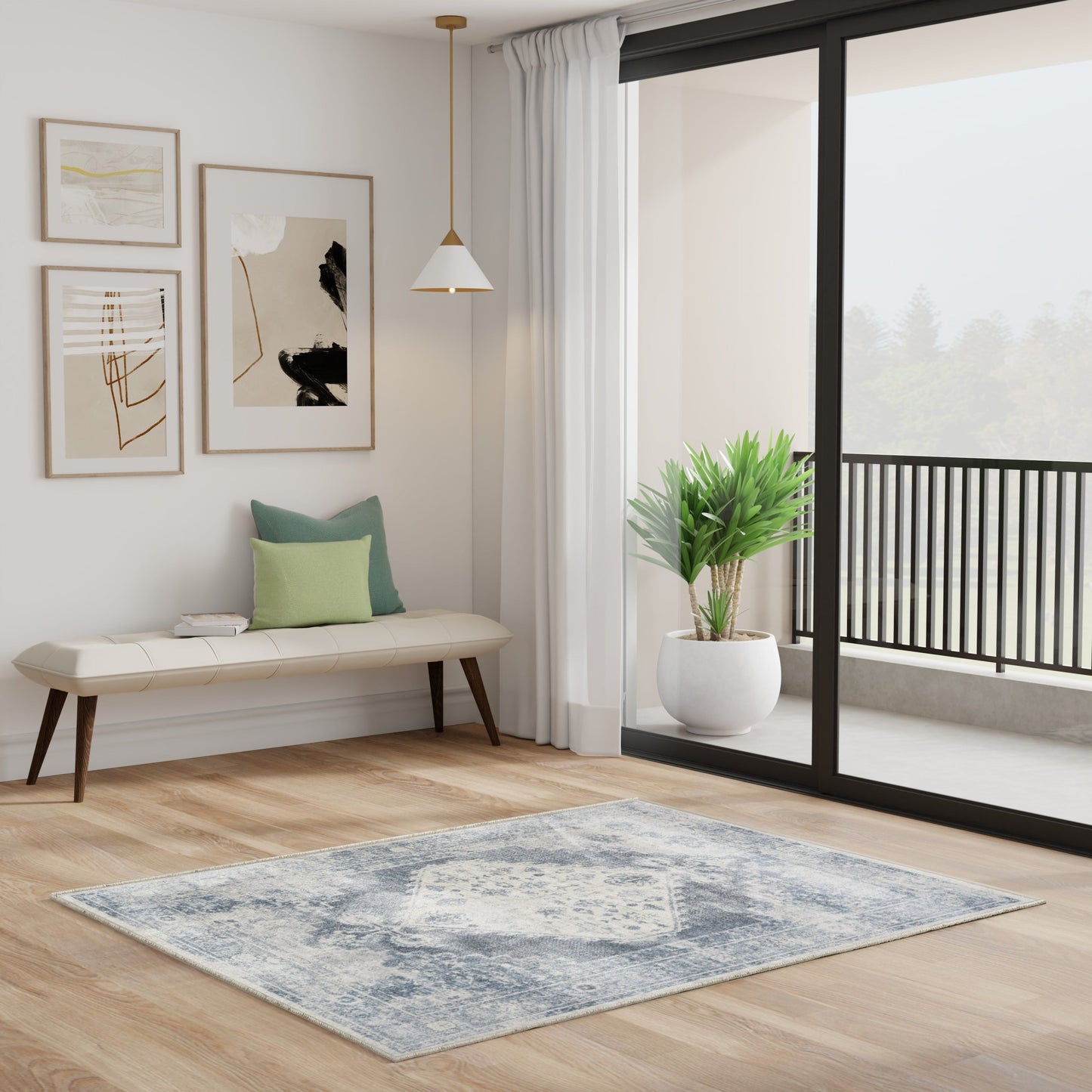 Tapis persan vieilli Nourison Abby lavable en machine pour l'intérieur uniquement