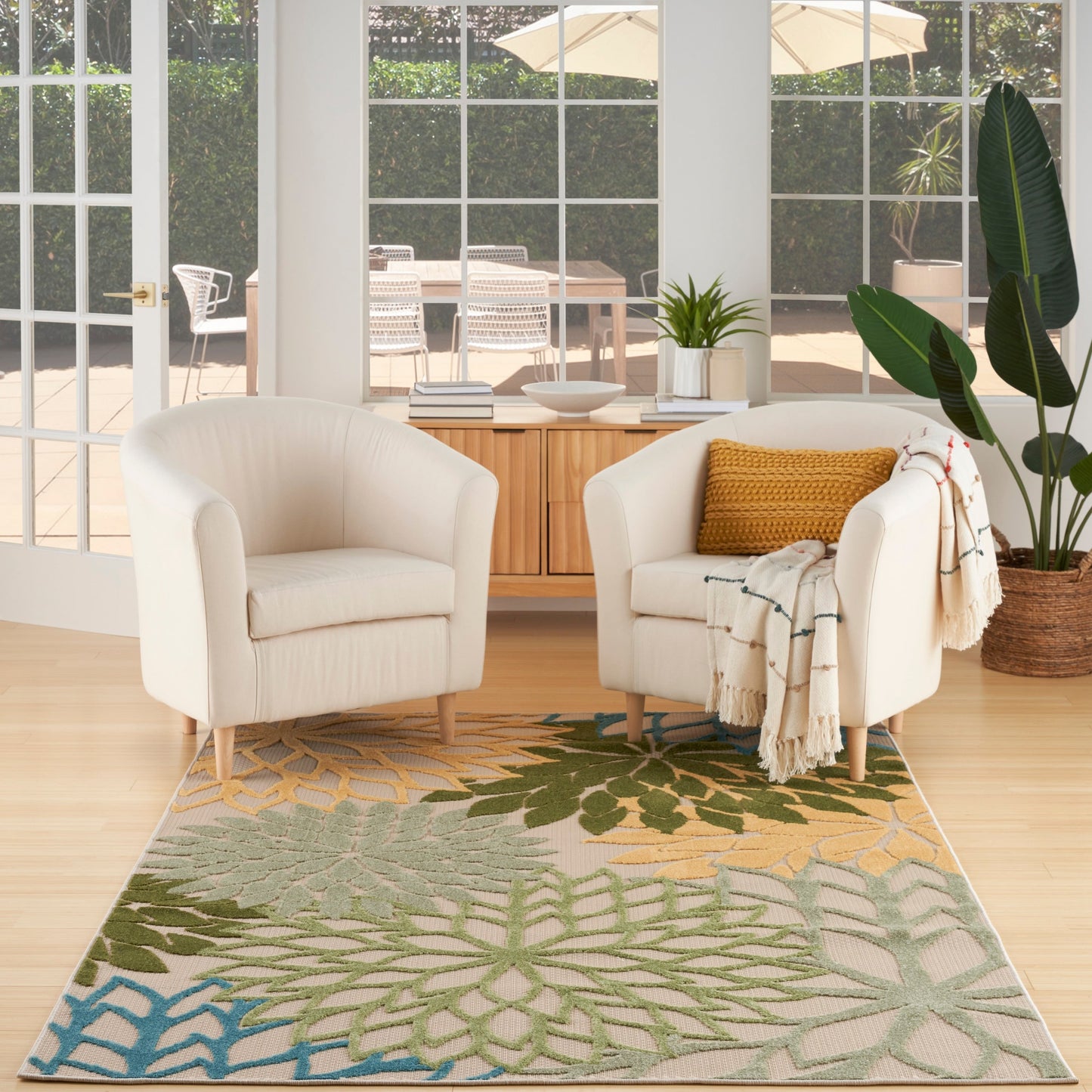 Tapis moderne Nourison Aloha Floral, intérieur/extérieur