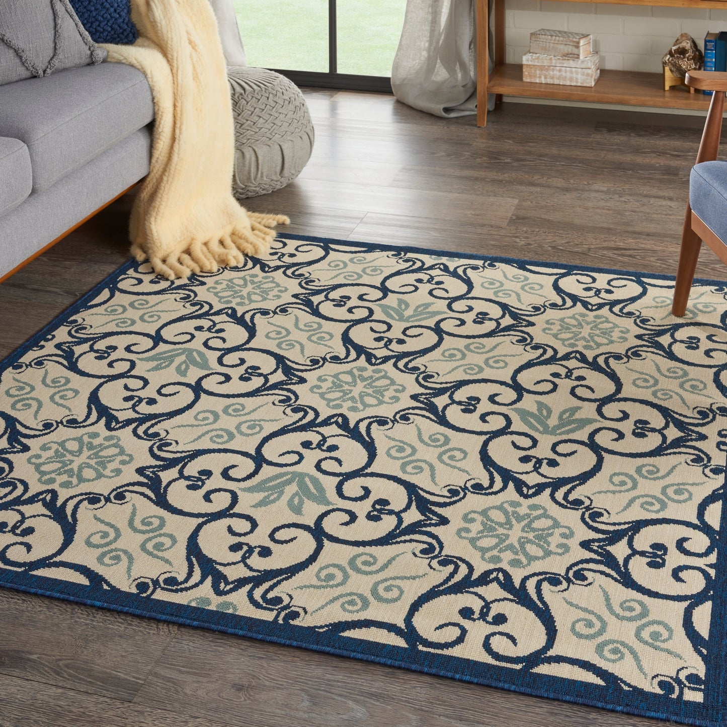 Tapis d'intérieur/extérieur géométrique floral des Caraïbes Nourison
