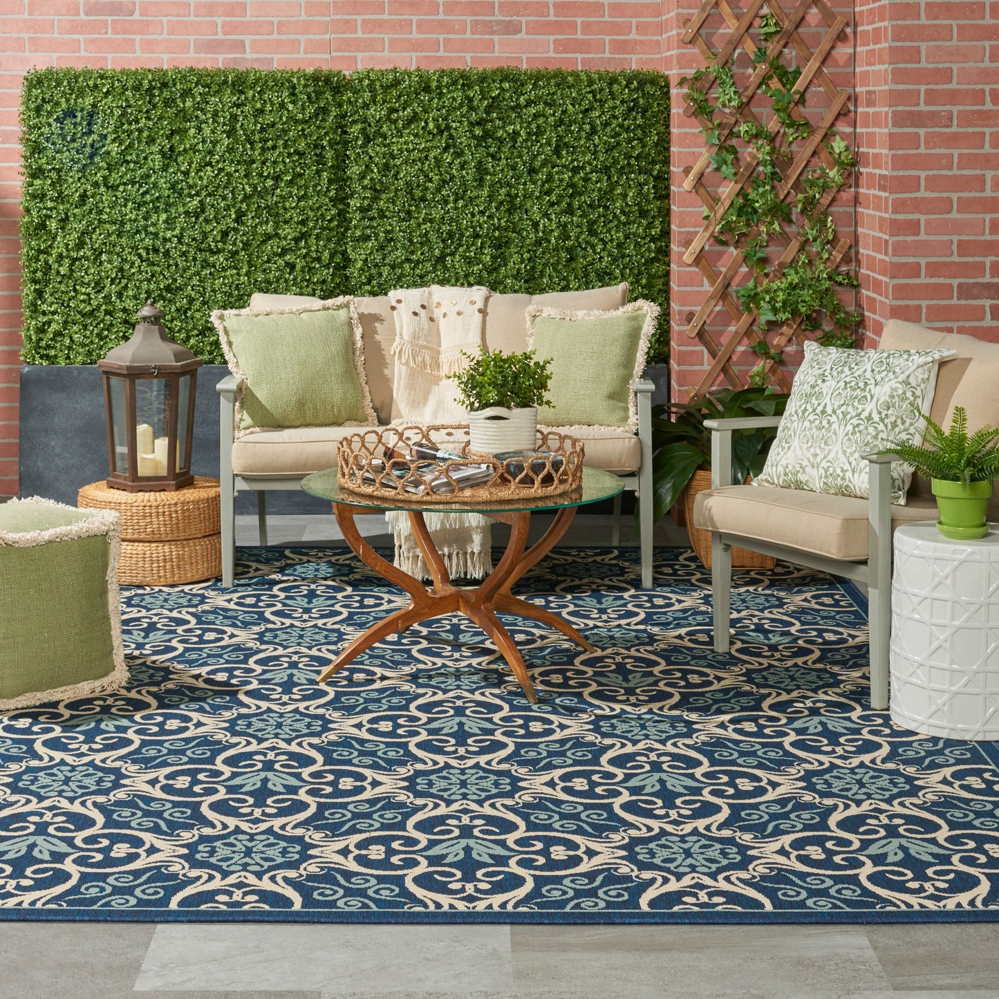 Tapis d'intérieur/extérieur géométrique floral des Caraïbes Nourison