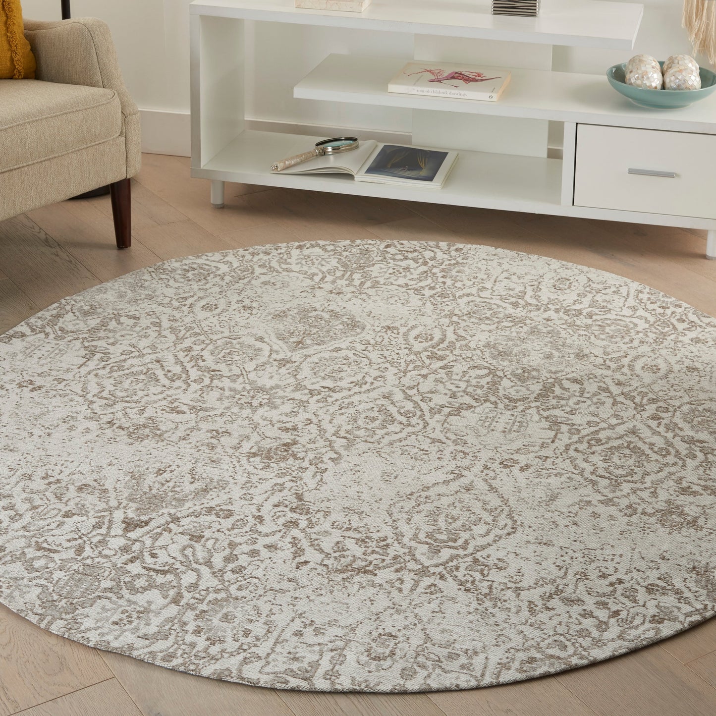 Tapis contemporain Nourison Damask vieilli