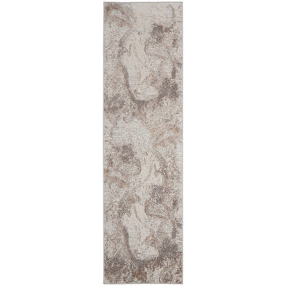 Tapis moderne abstrait gris ivoire Nourison Elation