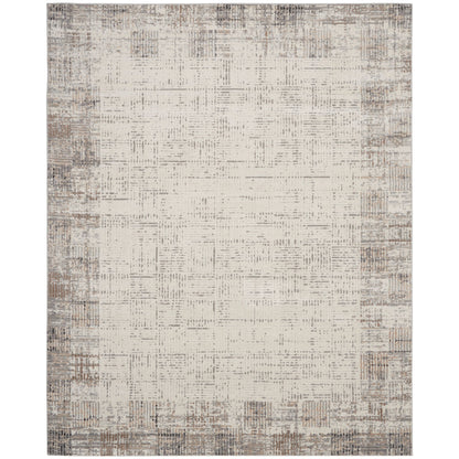 Tapis abstrait gris ivoire Nourison Emily pour l'intérieur uniquement