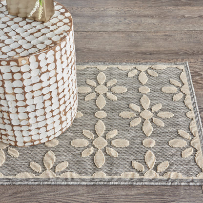 Tapis d'intérieur et d'extérieur géométrique moderne à motif floral et haut-bas Nourison Palamos