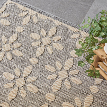 Tapis d'intérieur et d'extérieur géométrique moderne à motif floral et haut-bas Nourison Palamos