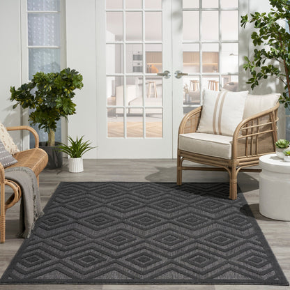 Tapis Nourison polyvalent pour intérieur/extérieur à tissage plat géométrique