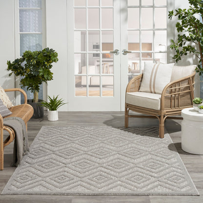 Tapis Nourison polyvalent pour intérieur/extérieur à tissage plat géométrique